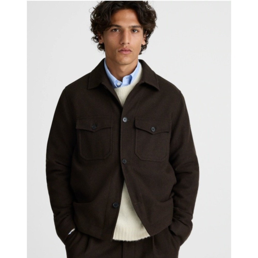 Madewell Mens Patch Pocket Wool Shirt Jacket Chocolate Brown Medium NWT